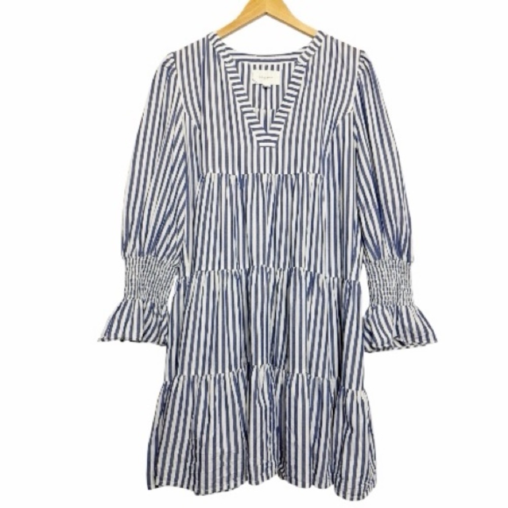 Pomander Kenzo Cotton Poplin Dress Blue White Mini Size Large - Picture 2 of 10